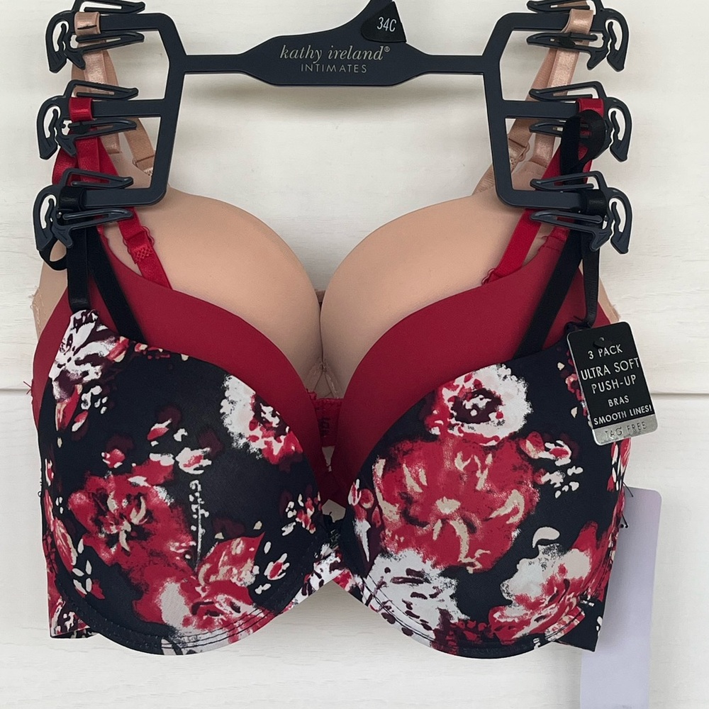 NWT Three 34C Kathy Ireland Intimates Lightly Padded Underwire Bras